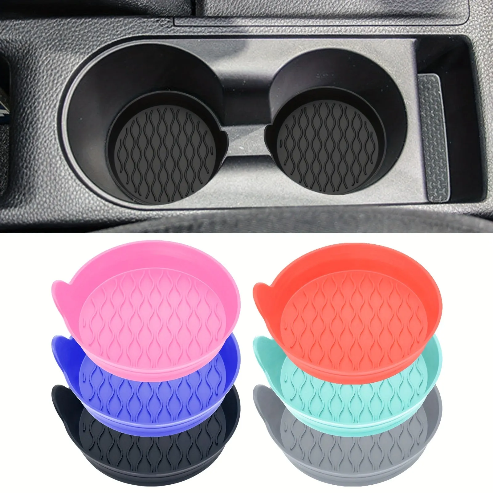 Universal Silicone Car Coasters  Set of 2 6 Color Varieties