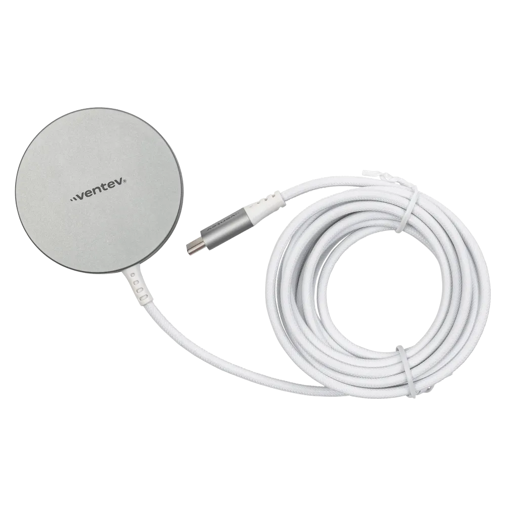 Ventev 15W ULTRAFAST Wireless Magnetic Charger with Extra-Long 10 Foot Alloy Cable Silver by Ventev