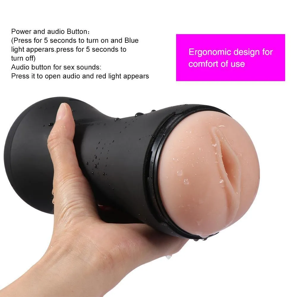 Vibration Male Masturbator Pocket Pussy Realistic 3D Textured Vagina Stroker