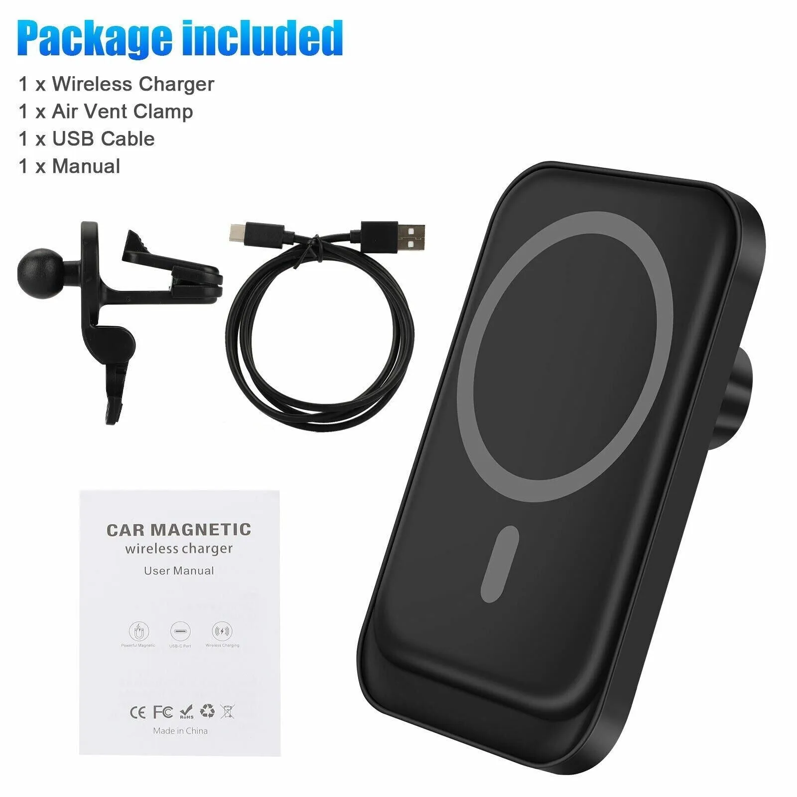 Wireless Chargers Car Air Vent Stand Phone Holder Mini QI Fast Charging Station