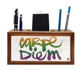 Wooden desk organizer  - Carpe Diem